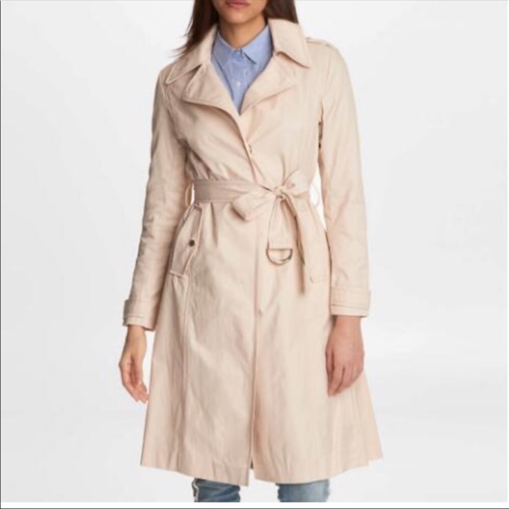 Karl Lagerfeld belted trench w back pleats